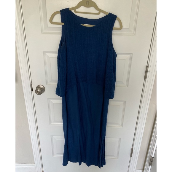 J. Jill Dresses Jjill Purejill Layered Linen Blue Midi Dress Poshmark